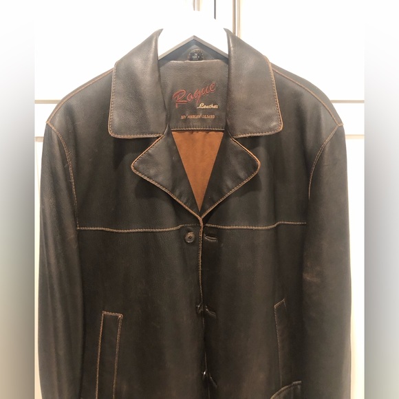 RARE Rogue Leather Car Jacket by Reilly Olmes Chocolate Color Men’s Size M - Picture 3 of 11